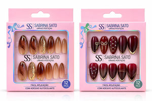Unhas postiças amendoada metálicas