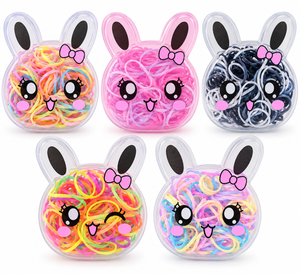 Estojo de gatinho  e coelhinho com elástico para cabelo infantil/ Surtido loop